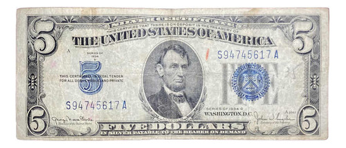 Billete 5 Dólares Estados Unidos 1934 D Pick 414 Ad Silver