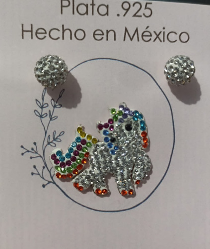 Juego De Aretes De Plata. 925 Y Dije Unicornio