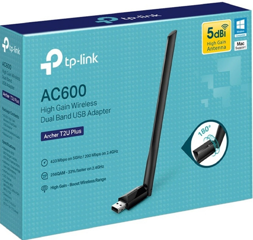 Adaptador Wifi Tp-link T2u Plus Usb Ac600 Dual Alta Ganancia