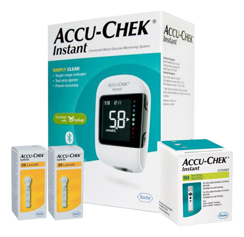 Pack Glucometro Accu-chek® Instant + 50 Tiras + 60 Lancetas