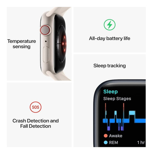 Apple Watch 8 Acero Inoxidable Plateado Deportiva Ondulada Blanca Blanca Gris (Reacondicionado)