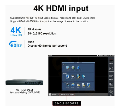 Probador Cctv Ipc 8k H.265 De 7 Módulo Óptico Sfp Ahd Cvi