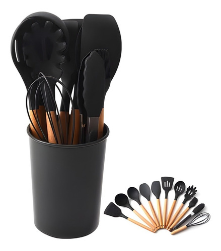 Set 12 Utensilios De Cocina Silicona Resistente Calor Juego