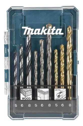 Set Brocas Para Metal Madera Y Concreto 9 Pzs Makita D-71962