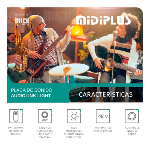 Imagen 6 de 10 de Placa De Audio Externa Midiplus Audiolink Light Usb 48v