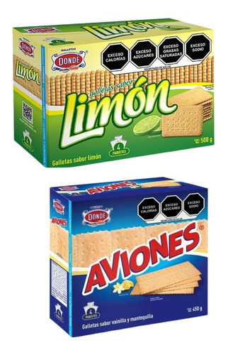 2 Caja Galleta De Limón 500g Y 2 Aviones 450g  Marca Dondé 