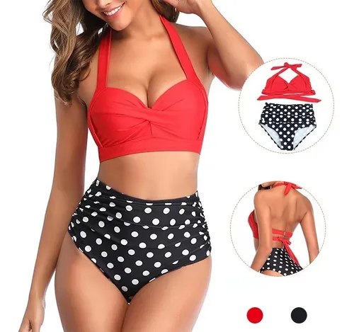 Trikini asimétrico rojo, Ofertas en ropa de baño de mujer