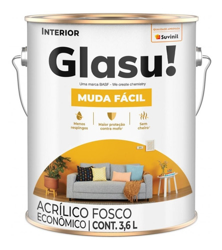 Pintura Acrilica Interior Anti Hongo Colores 3.6l Glasurit