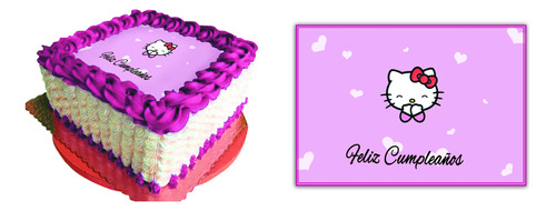 Oblea De Arroz Rectangular Para Pastel Hello Kitty 