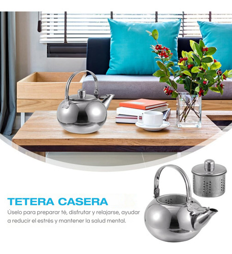 Tetera De Acero Inoxidable Con Filtro Inducción Segura 1,2 L