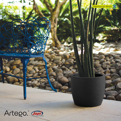 Maceta Moderna Para Exteriores Compacta De 20 Cm De Alto Deep Color Negro Lead De Polietileno Ultra Ligera Artego Japi Hecho En Brasil