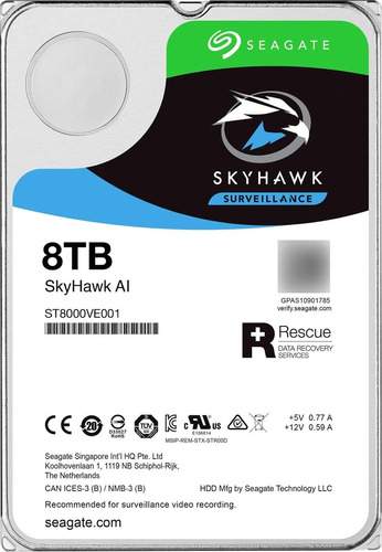 Disco Duro Seagate Skyhawk Ai 8tb 3.5 Sata 7200rpm 256mb 