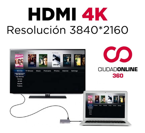 Adaptador Hub Usb C Macbook Hdmi + Vga + Sd + Pro 8 En 1 Air