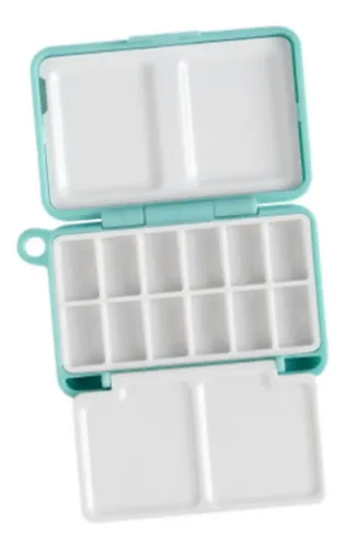 Caja Paleta De Acuarela Azul Portátil - 18 Compartimentos Y Tapa Sellada Para Mantener Pintura Húmeda, Ideal Para Viajes Y Niños