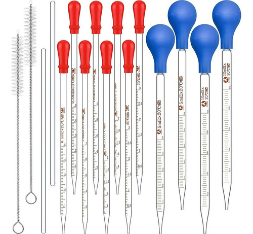 16 Pipetas De Vidrio Graduadas Con Gotero De 0,5 A 10 Ml