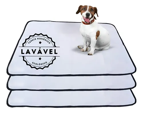 Kit com 3 Tapetes Higiênicos Laváveis para Cães de 100" x 70"