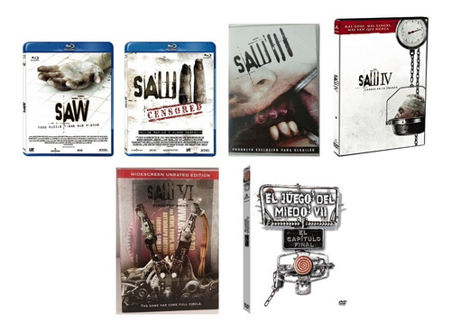 Saw 1, 2, 3, 4, 6 Y 7 - Dvd - Bluray - El Juego De Miedo (Usado)