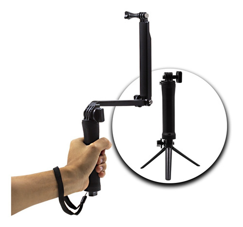 Bastão Monopod Retrátil Gopro Hero 5 4 3 3+ Tripe 3 Way