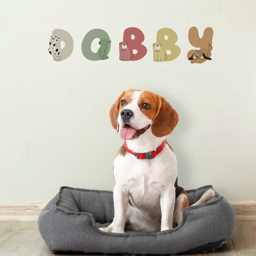 Decoração Pet Adesivo De Parede Nome Personalizado Cachorro