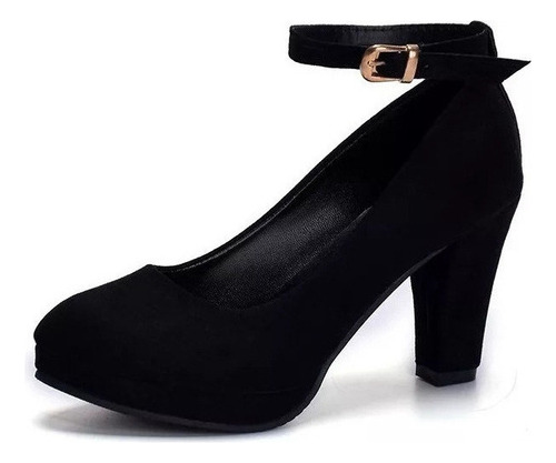 Zapatos De Tacón Grueso Para Mujer En Color Negro