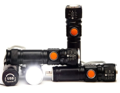 Lanterna Profissional Tática Led T6 Usb Recarregável Caminha
