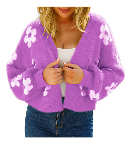 Suéter F De Manga Larga Con Cuello En V Para Mujer, Blusa Co