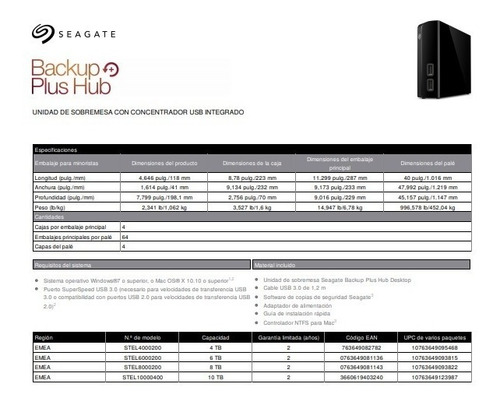 Seagate Backup Plus Hub 6tb Stel6000100 Disco Duro Pc Usb