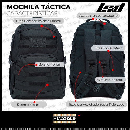 Imagen 3 de 10 de Mochila Tactica Asalto Militar 30 Lts Trekking Seguridad