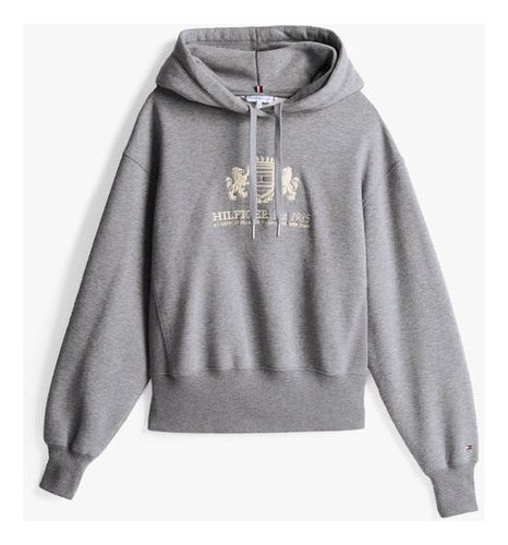 Sudadera Gris Con Capucha Y Cordón Tommy Hilfiger Mujer