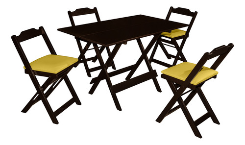 Conjunto Jogo de Jantar Mesa Retangular 120x70 E com 4 Cadeiras Rofemar Moveis Cor Amarelo