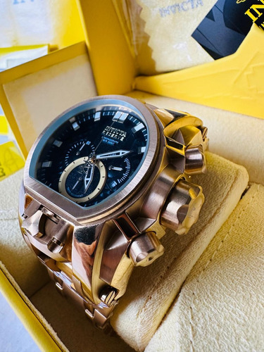 Reloj Pulsera Invicta Bolt Seuz Fondo Negro Dorado Dorado Negro (Usado)