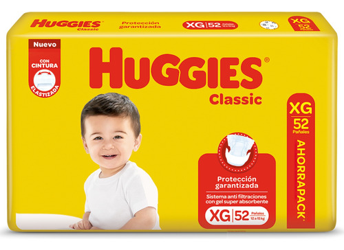 Pañales Huggies Classic Ahorra Pack Xg X52 Unidades