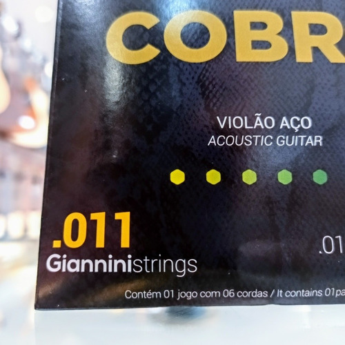 Imagem 3 de 3 de Encordoamento Giannini Geeflk Cobra Bronze Violão 0.011