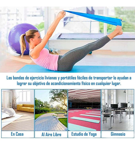 Imagen 5 de 10 de Banda Elástica Ejercicios Rollo De 45 Mts Azul Blunding