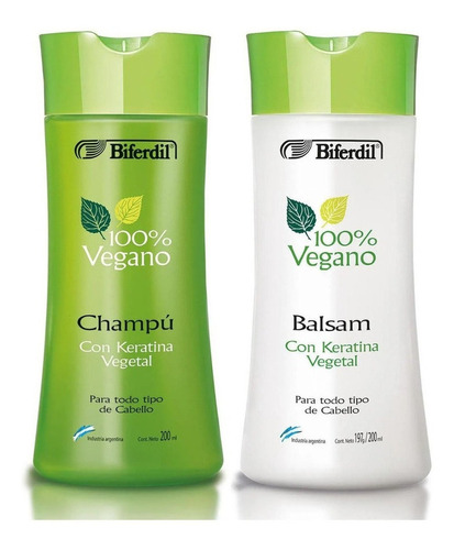 Shampoo + Balsam Biferdil 100% Vegano Con Keratina Vegetal