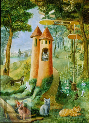 Lienzo Tela Canvas Remedios Varo Paraíso De Gatos 1955 50x70