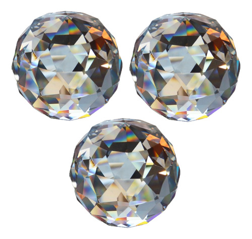 3 Esferas De Cristal Facetado De 5.5cm De Diámetro Feng Shui