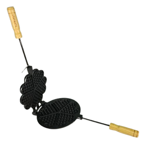 Forma Maquina De Waffle Fogão Ferro Santana Cabo Madeira Cor Preto Não Tem