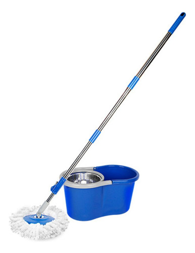 Mop Giratório 360°c/ Balde E Cesto Em Metal Com Alça Limpeza
