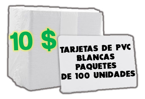 Tarjeta Pvc  Para Carnet Blanca (paq. De 100 Unidades)