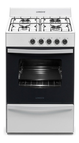 Imagen 2 de 11 de Cocina A Gas Longvie 12231b 56cm Blanca Cajón Parrilla