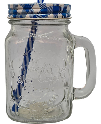 1 Caneca Mason Jar 2 Canudos 2 Tampas Diferentes Sweet Amado