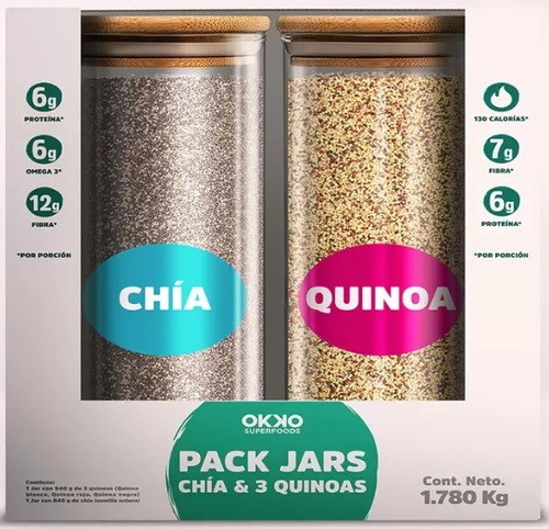 Okko Vitroleros Con Chía Y Quinoa 2 Pack Jars
