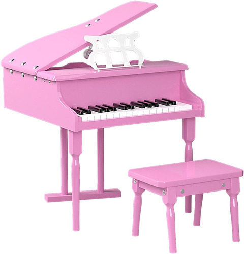 Piano Clasico De Cola De Juguete De Madera Rosa 30 Teclas 