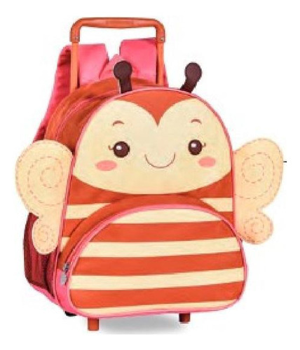 Mochila De Rodinha Infantil Impermeável Pets Bichinhos Cor Vermelho