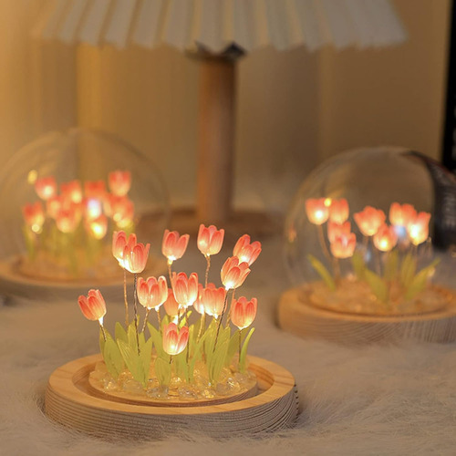 Lámpara De Mesa De Luz Ambiental Romántica De Tulipán