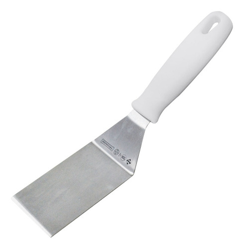 Espátula curva, 6 cm, plato, cocina, tentempié, acero inoxidable, color: blanco