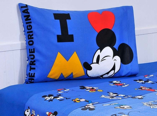 Sabana 1.5 Plazas Mickey 90 Años Con Bolso Windsor