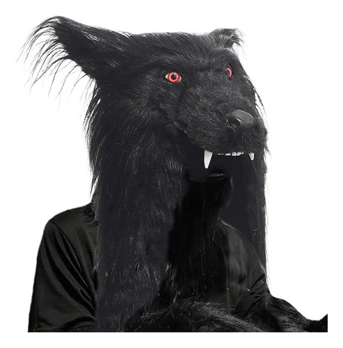 Máscara Realista De Lobo Peludo De Látex E Pelúcia Com Cabeç