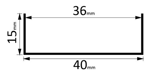 Perfil U De Aluminio 40 X 15 Mm Natural X 4 Metros